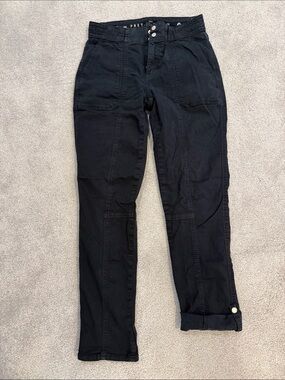 White House Black Market Black Cargo Pants with Button Hem